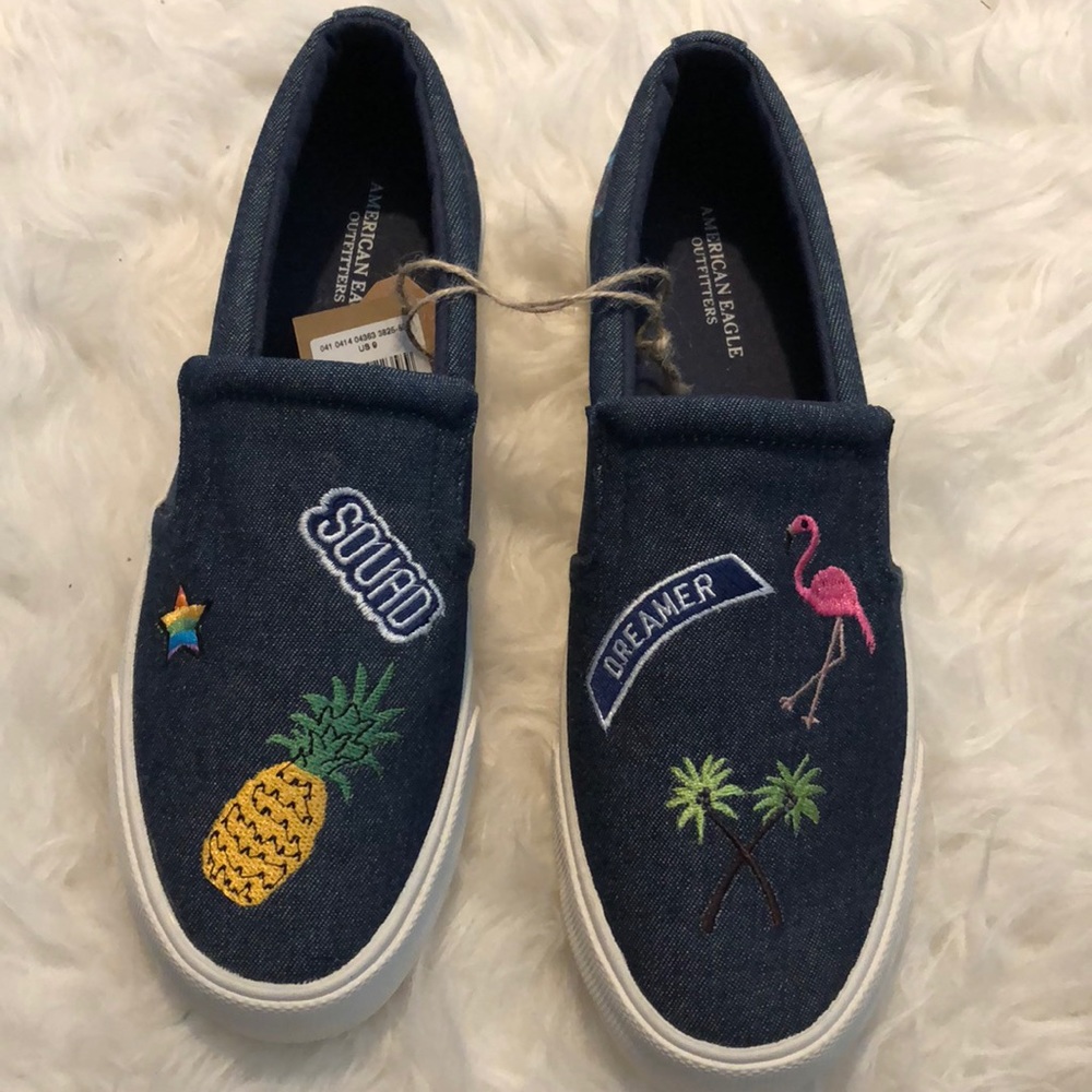 American Eagle Embroidered Slip On Shoes